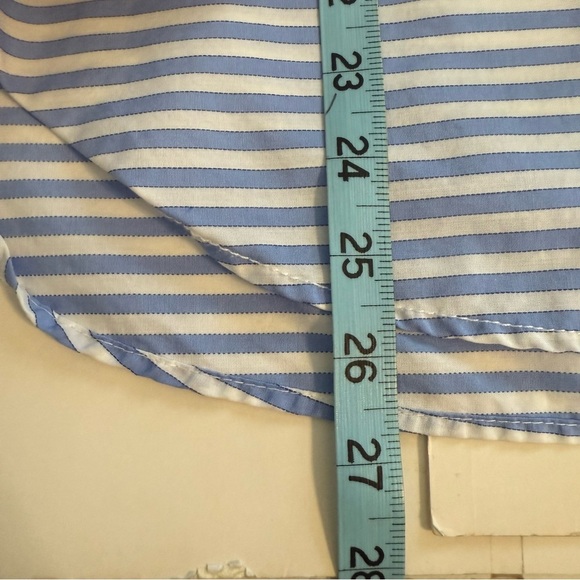 J Crew Lightweight Blue White Stripe Short Sleeve Popover V Neck Shirt Blouse MD - Picture 12 of 13